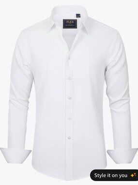 Flex Luxury Collection White Dress Shirt Men Small